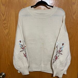 Embroidered Cream Sweater